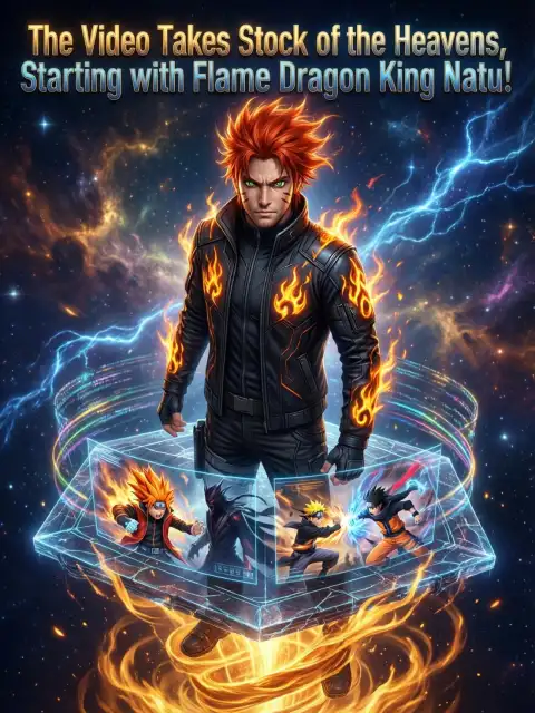 The video takes stock of the heavens, starting with Flame Dragon King Natsu! cover