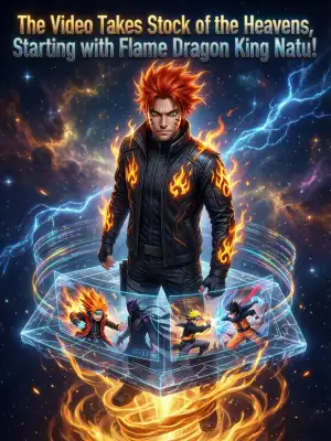 The video takes stock of the heavens, starting with Flame Dragon King Natsu! cover
