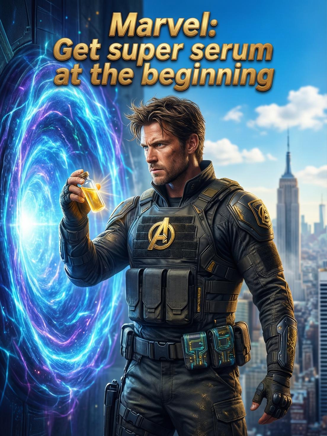 Marvel: Get super serum at the beginning cover