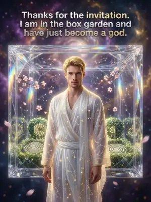 Thanks for the invitation. I am in the box garden and have just become a god. cover