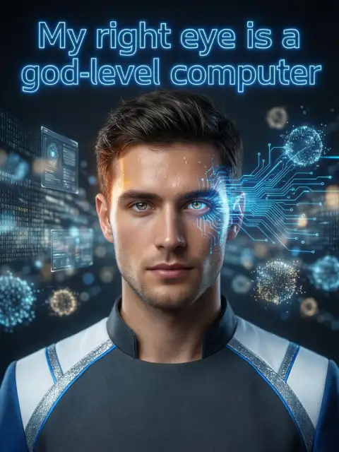 My right eye is a god-level computer. cover