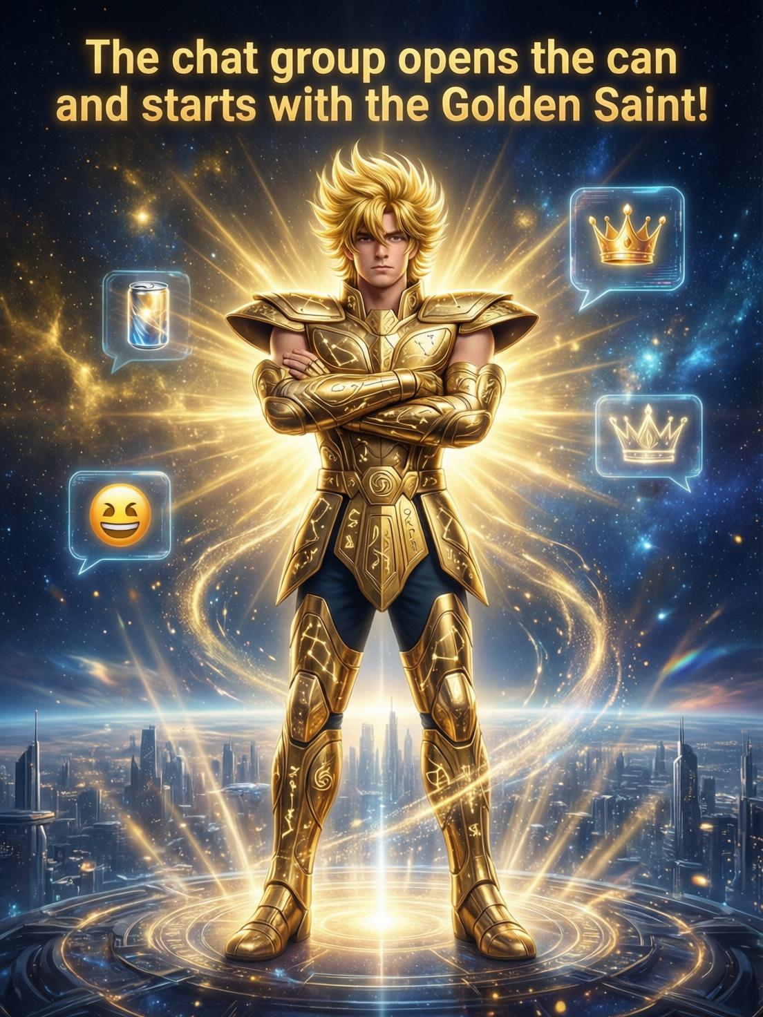 The chat group opens the can and starts with the Golden Saint! cover