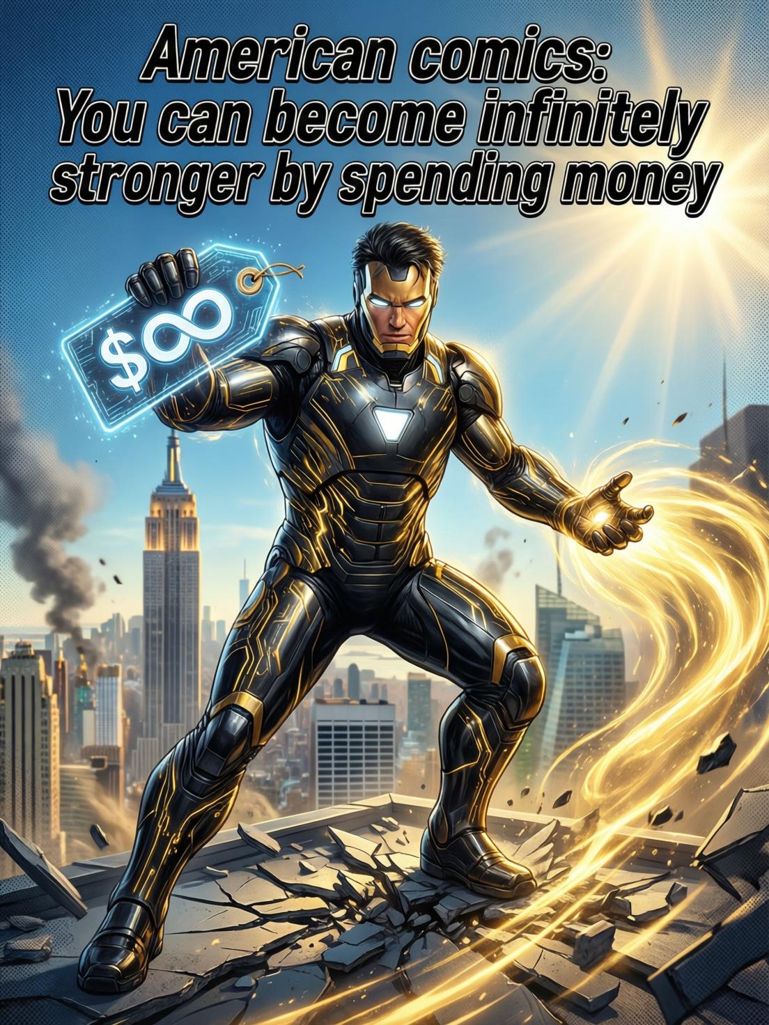 American comics: You can become infinitely stronger by spending money cover