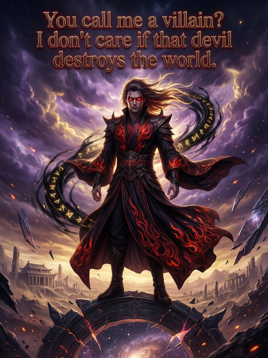 You call me a villain? I don't care if that devil destroys the world. cover