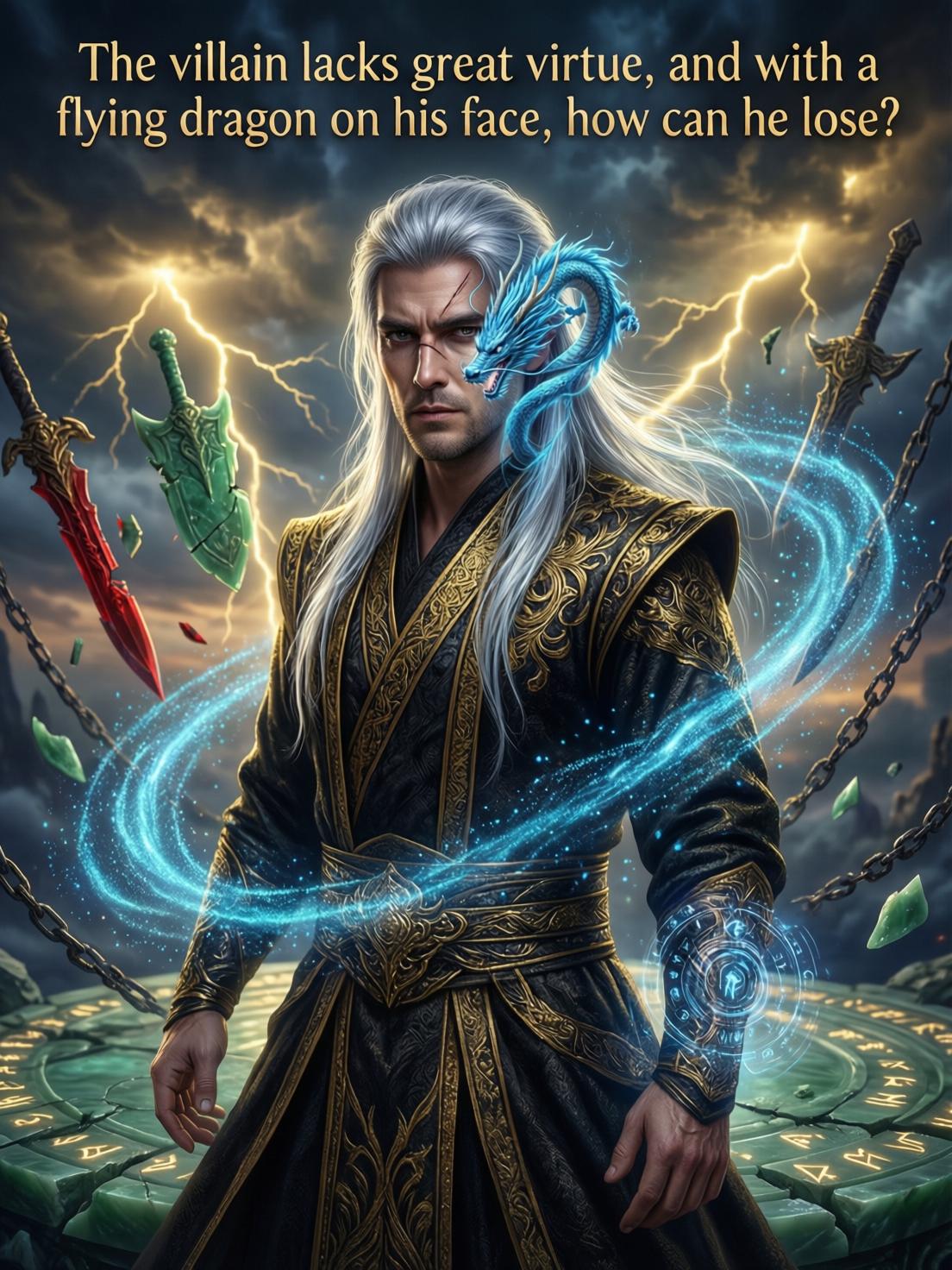 The villain lacks great virtue, and with a flying dragon on his face, how can he lose? cover