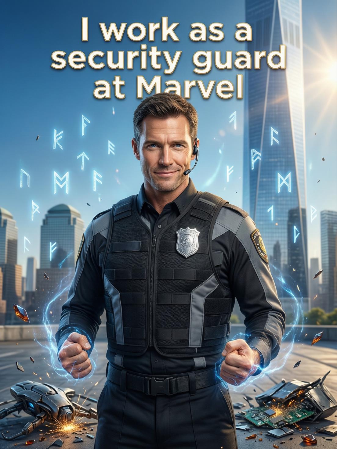 I work as a security guard at Marvel. cover