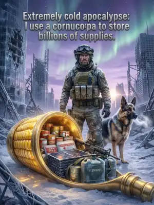 Extremely cold apocalypse: I use a cornucopia to store billions of supplies cover