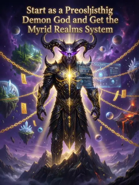 Start as a prehistoric demon god and get the Myriad Realms system cover