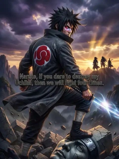 Naruto, if you dare to destroy my Uchiha, then we will fight four times cover
