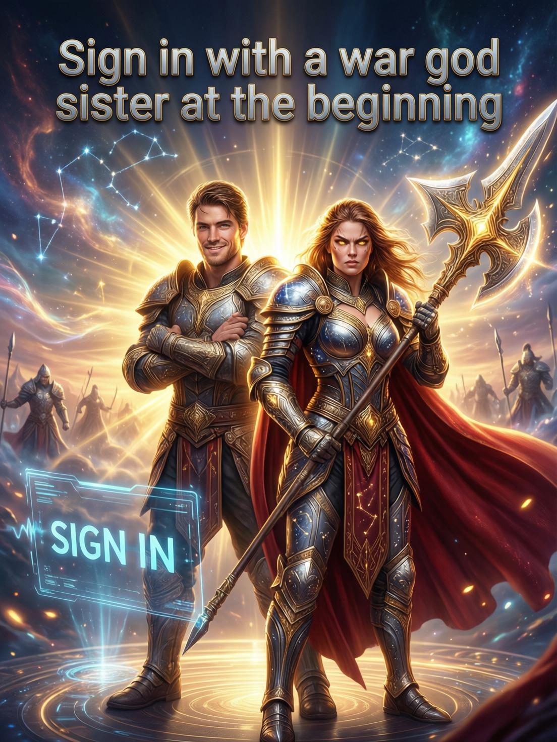 Sign in with a war god sister at the beginning cover
